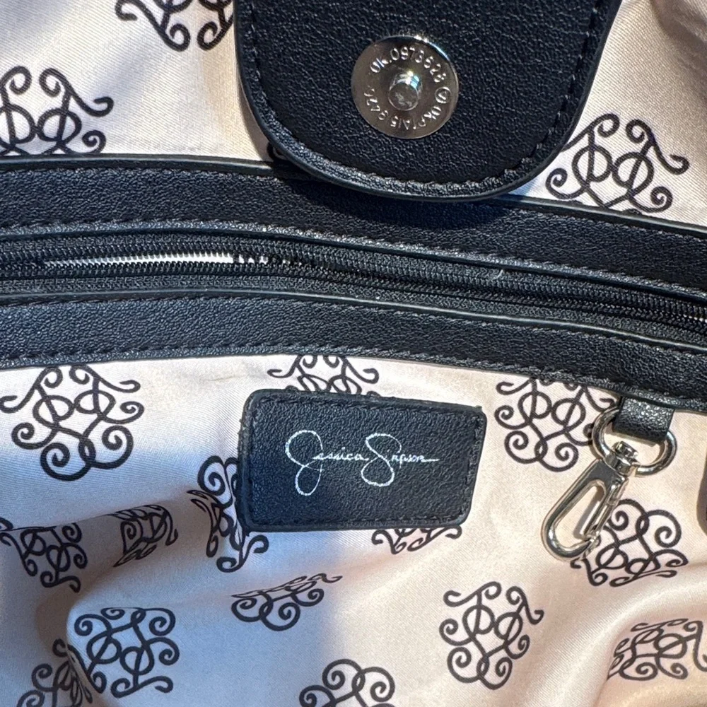 Jessica Simpson Black and Gray Quilted Tote with Bow